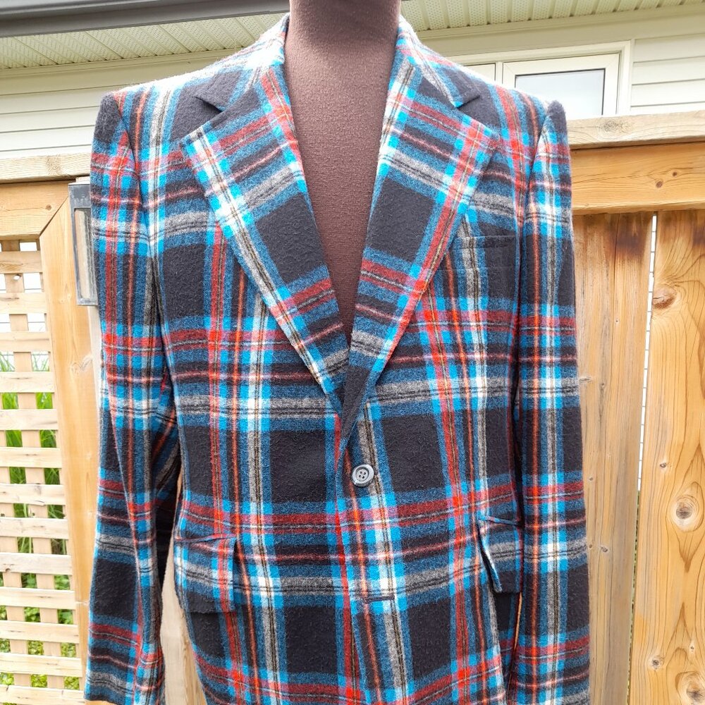 Vintage 60s Plaid Sport Coat Jacket Union Label #8 Murray Garlick's Men's Shop